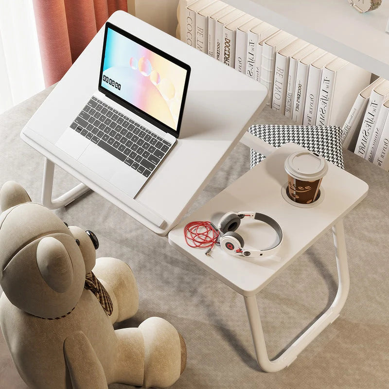 Contemporary Nordic Carbon Fiber MDF Rectangular Desk with Foldable Angle-Adjustable 2-Tray Design for Study