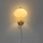 Contemporary Nordic Milky White Iron Glass Dome Mushroom 1-Light Wall Lamp for Bedroom