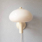 Contemporary Nordic Milky White Iron Glass Dome Mushroom 1-Light Wall Lamp for Bedroom