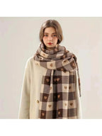 Scarf | Soft Wool Blend & Heart Check Pattern | 70 x 200 cm