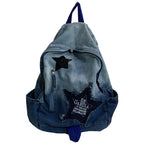 School Backpack | Denim Star Appliqué & Padded Adjustable Straps