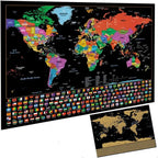 Scratch-Off World Map | Gold Foil & Colorful Countries