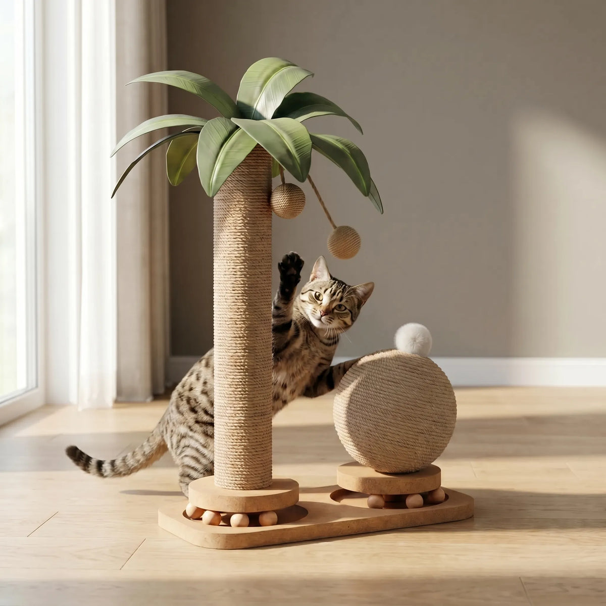 Scratching Post | Palm Design & Sisal Scratching Surface