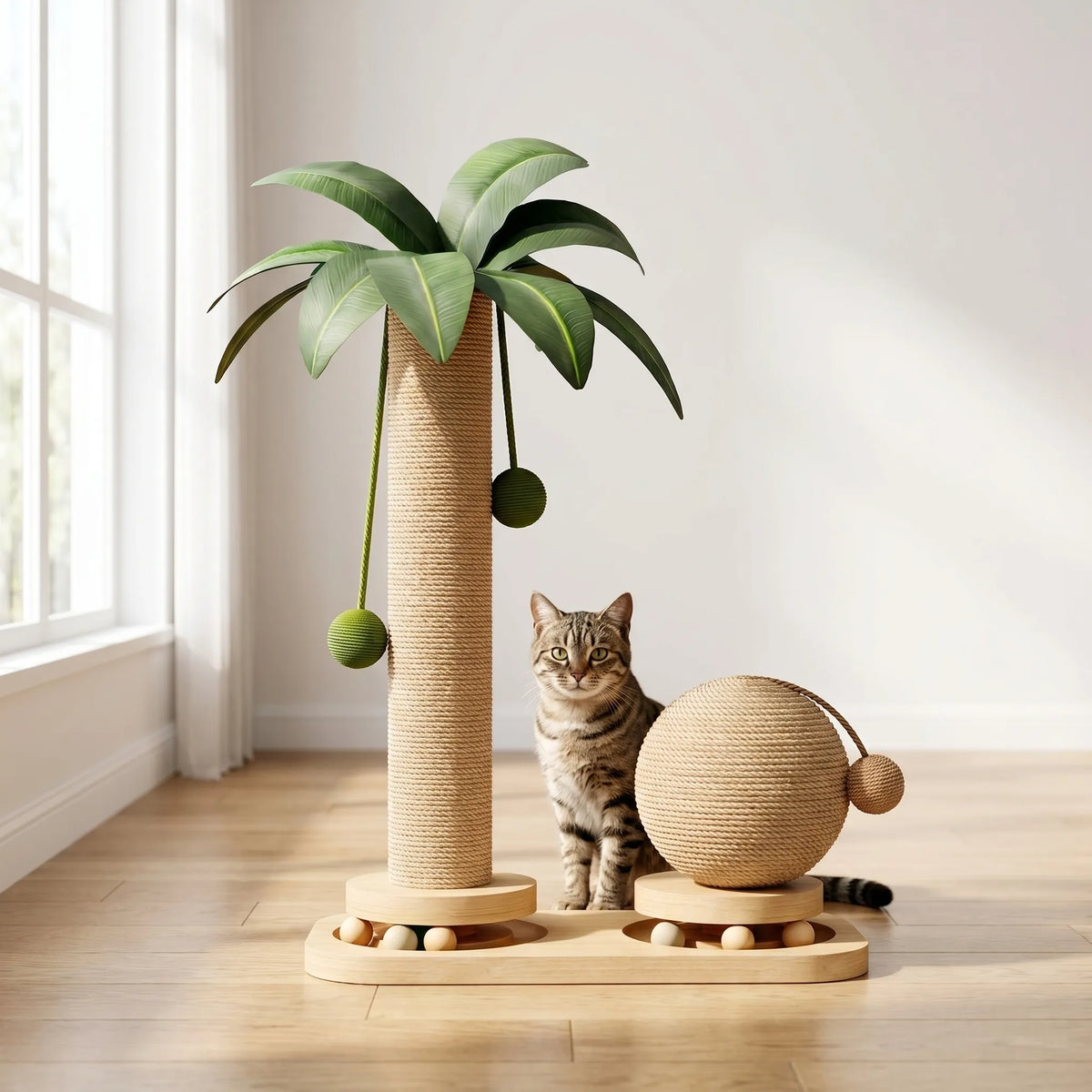 Scratching Post | Palm Design & Sisal Scratching Surface
