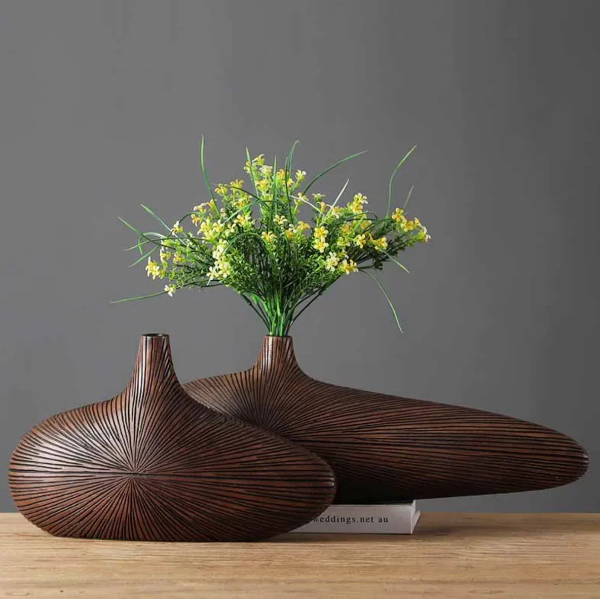 Sculpted Vase | Hand-Sculpted Textured Wood-Look | Medium & Large