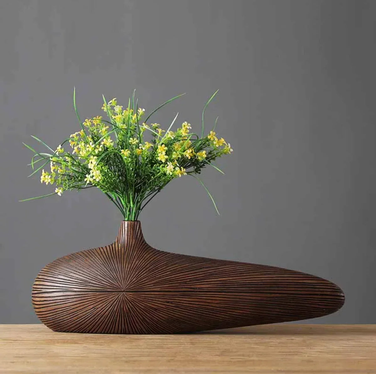 Sculpted Vase | Hand-Sculpted Textured Wood-Look | Medium & Large