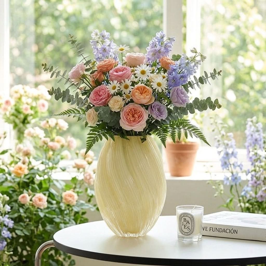 Sculptural Vase | Handblown Ribbed Glass | Small & Large