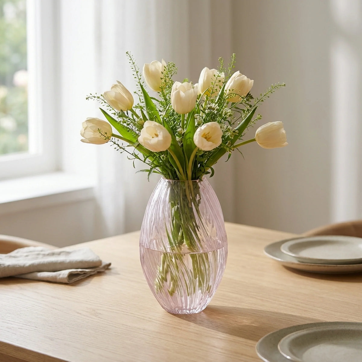 Sculptural Vase | Handblown Ribbed Glass | Small & Large