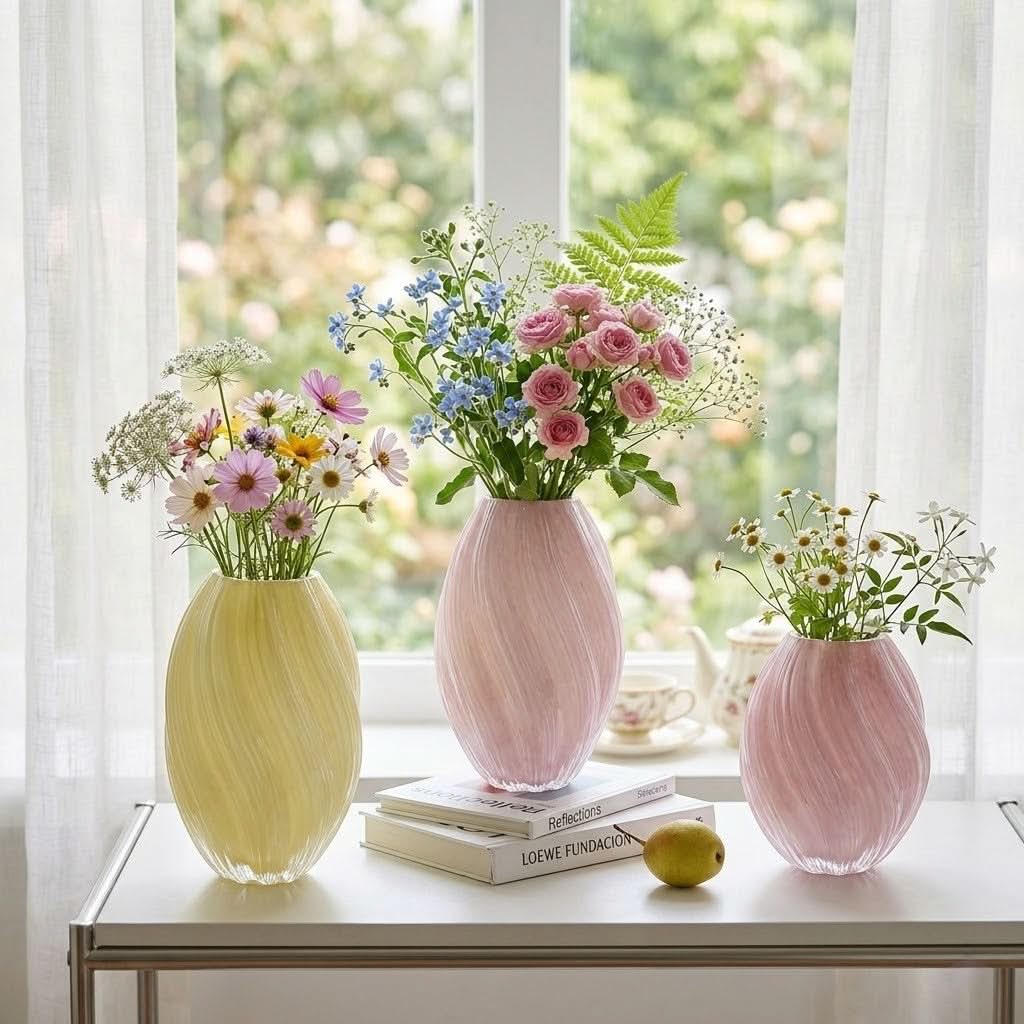Sculptural Vase | Handblown Ribbed Glass | Small & Large