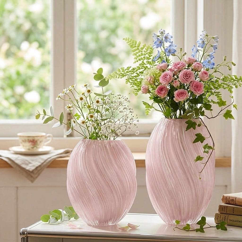 Sculptural Vase | Handblown Ribbed Glass | Small & Large