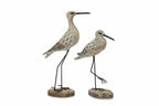 Seabird Ornament Set | Hand-Carved Wood & Metal Stand | Set of 2