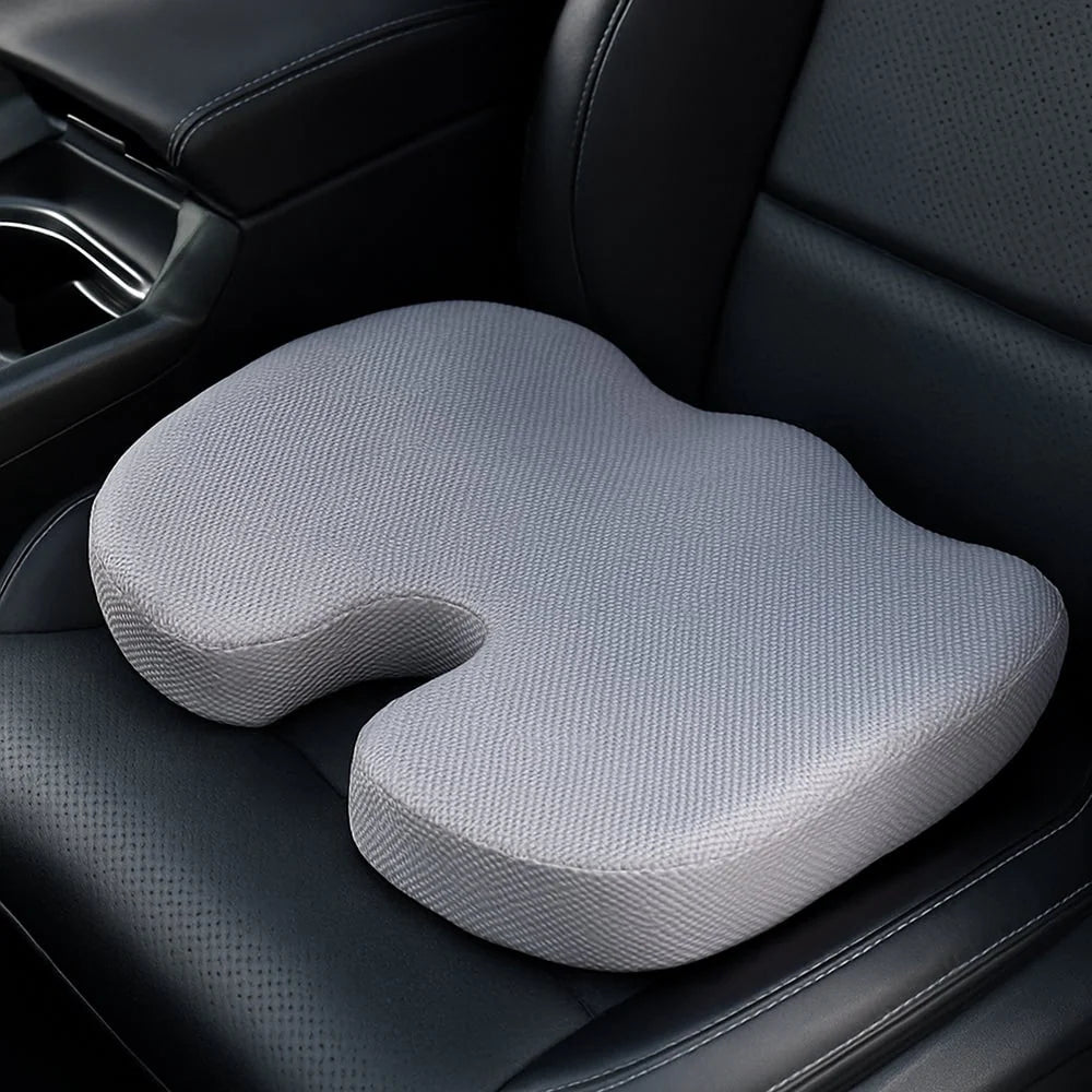 Seat Cushion | Gel-Infused Memory Foam & Coccyx Cutout | Removable Zipper Cover