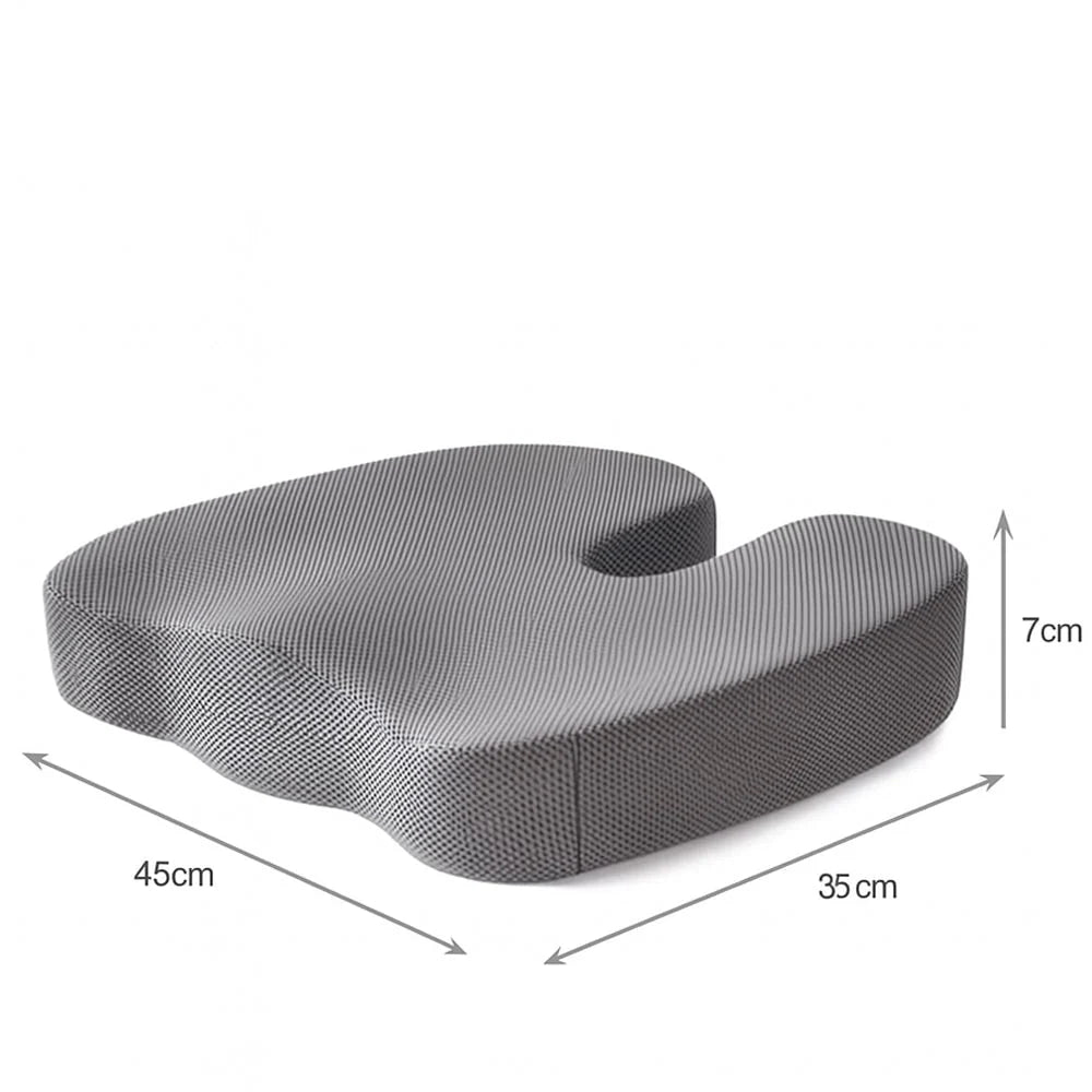 Seat Cushion | Gel-Infused Memory Foam & Coccyx Cutout | Removable Zipper Cover