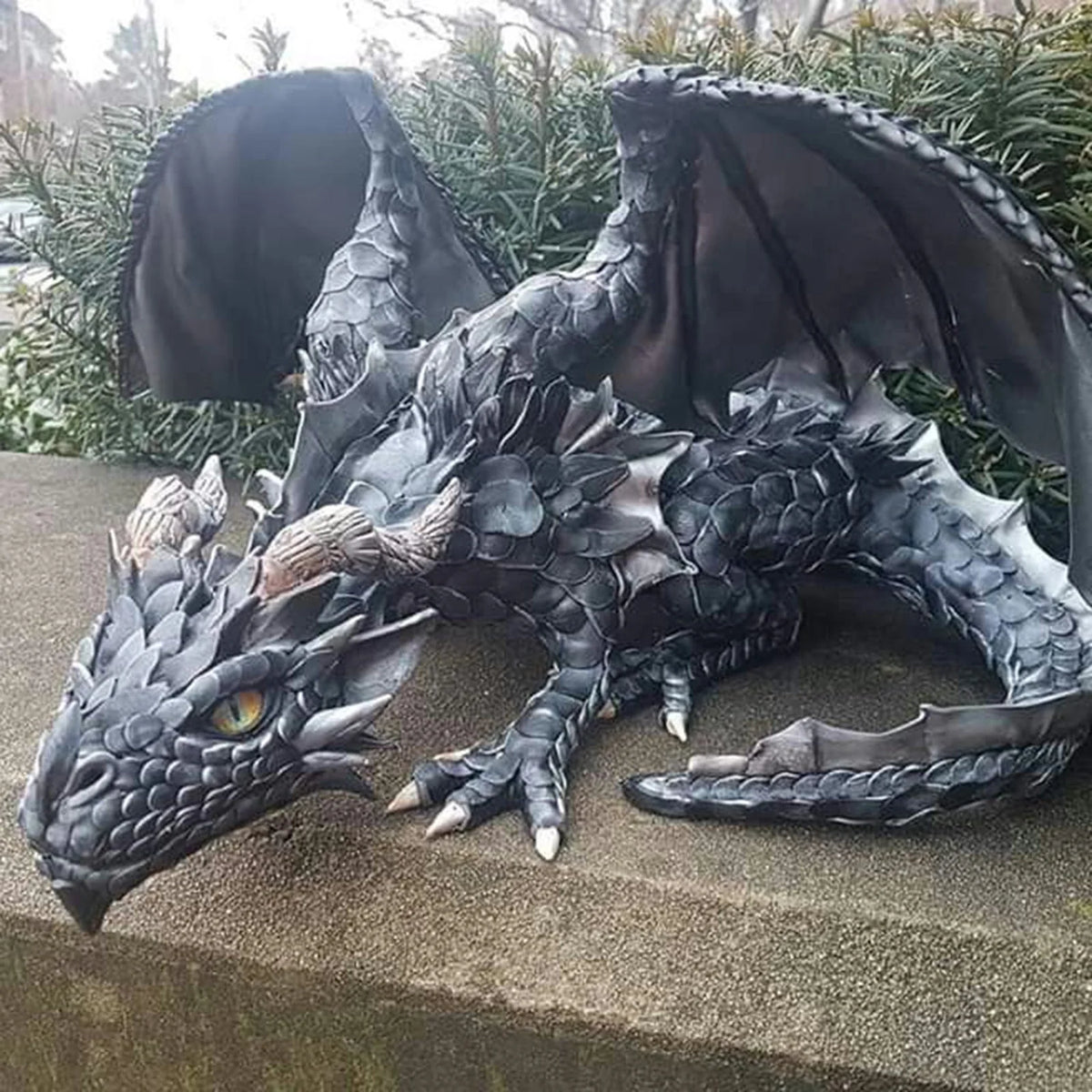 Dragon Garden Statue | Gothic Seated Sculpture | Weather-Resistant