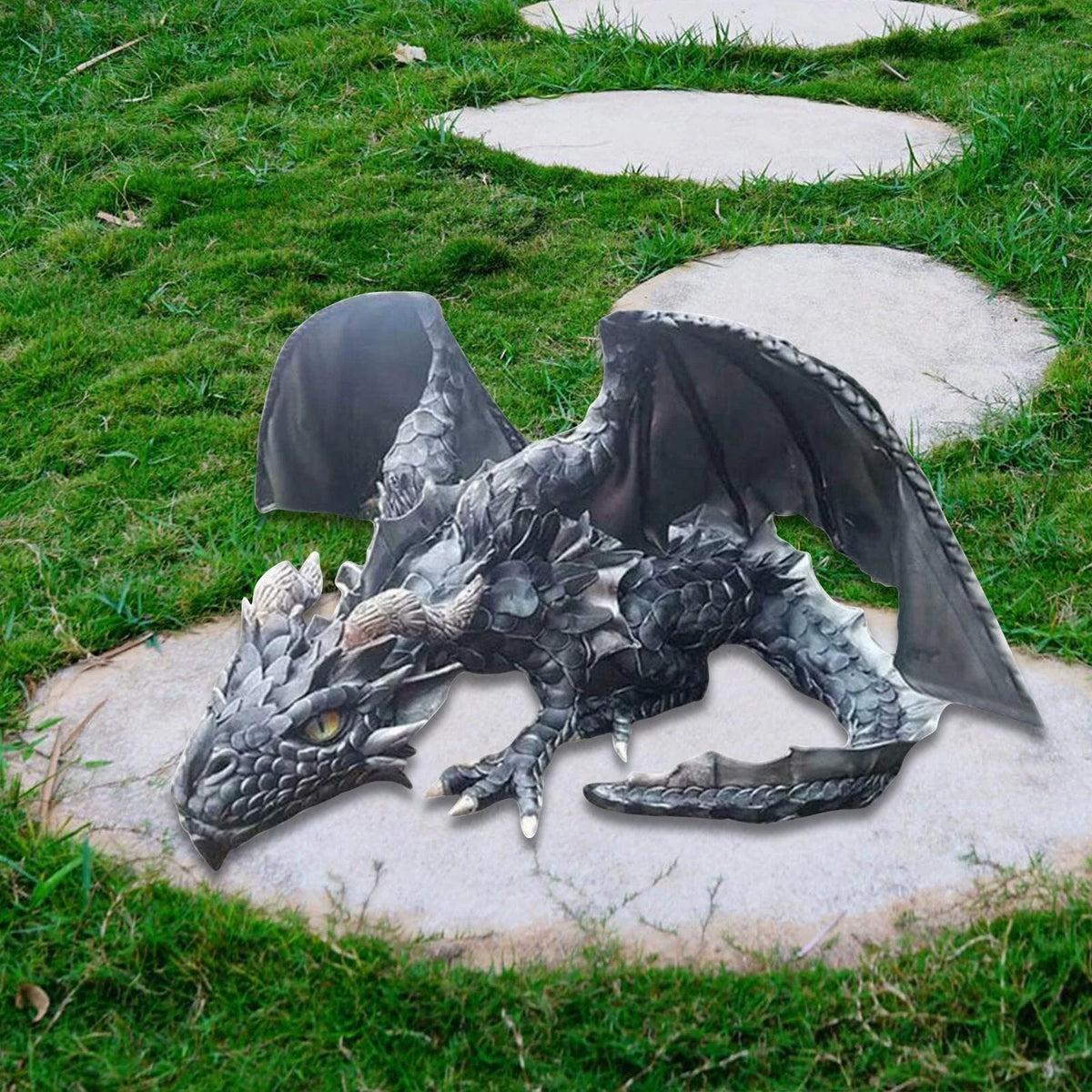 Dragon Garden Statue | Gothic Seated Sculpture | Weather-Resistant