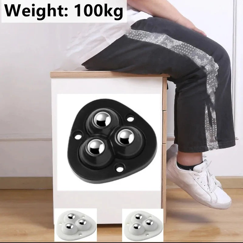 Self-Adhesive Castors | 360° Swivel & Stainless Steel Balls | Set of 4