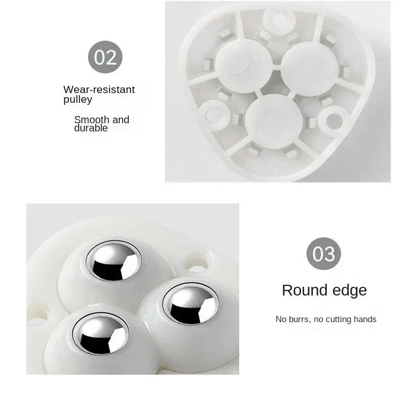 Self-Adhesive Castors | 360° Swivel & Stainless Steel Balls | Set of 4