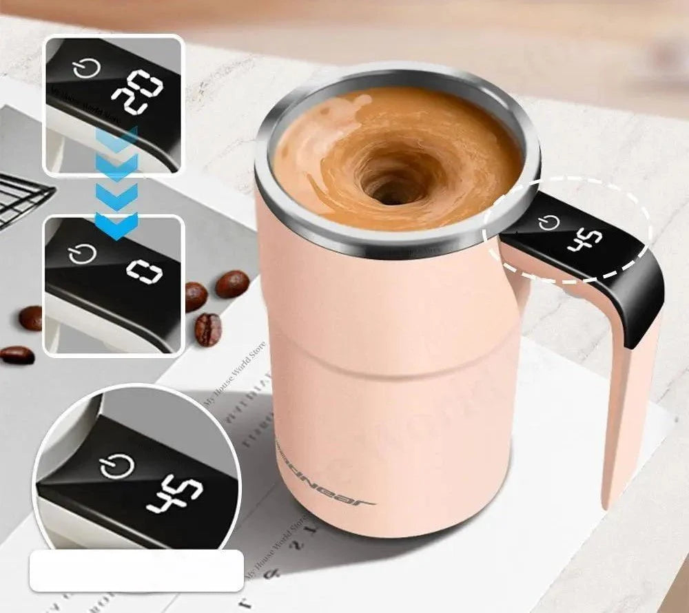 Self-Stirring Coffee Mug | Magnetic Stirring & LED Temperature Display | 380 ml