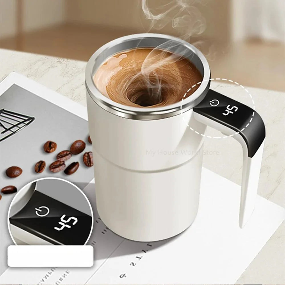 Self-Stirring Coffee Mug | Magnetic Stirring & LED Temperature Display | 380 ml