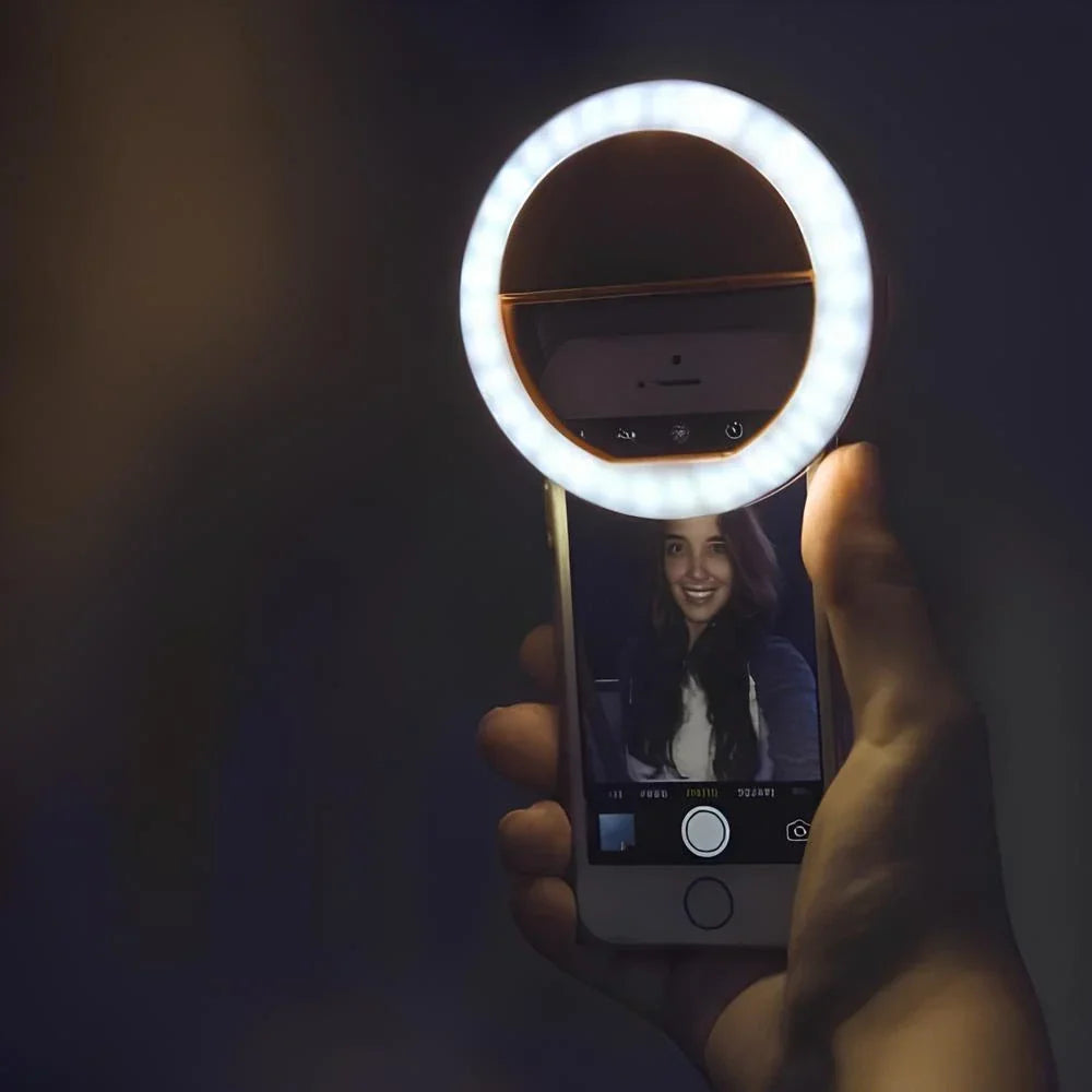 Selfie Ring Light | Clip-On Adjustable Brightness & Rechargeable