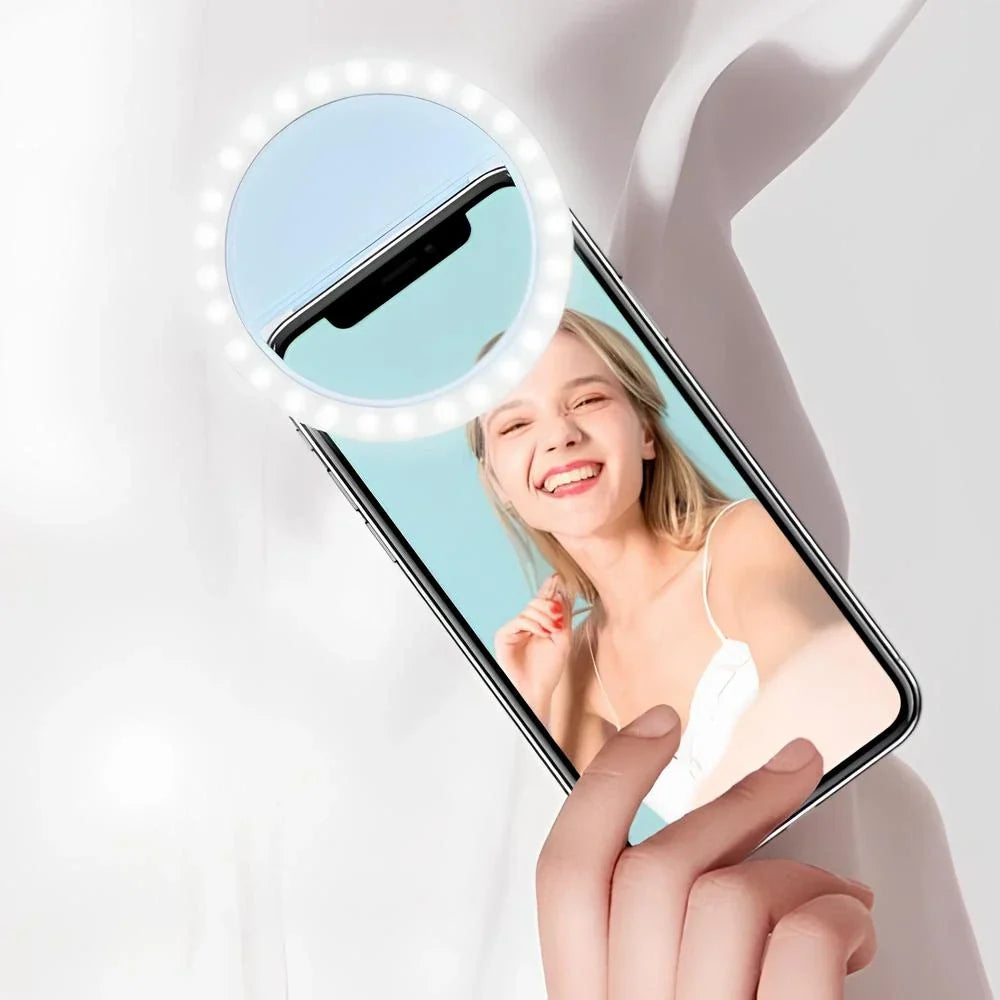 Selfie Ring Light | Clip-On Adjustable Brightness & Rechargeable