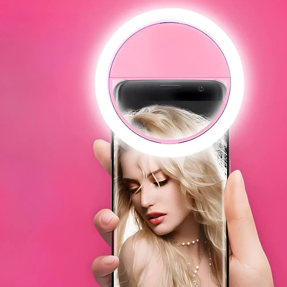 Selfie Ring Light | Clip-On Adjustable Brightness & Rechargeable
