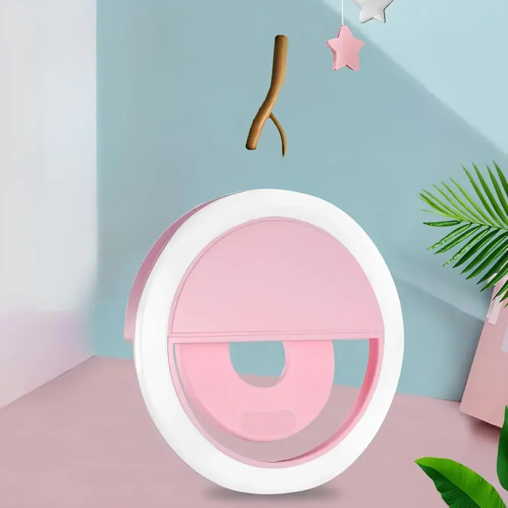 Selfie Ring Light | Clip-On Adjustable Brightness & Rechargeable