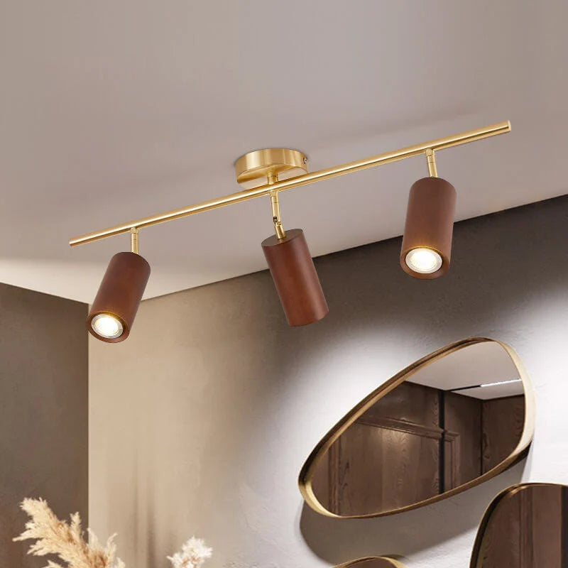Semi-Flush Ceiling Light | Rubberwood & Iron Integrated COB LED