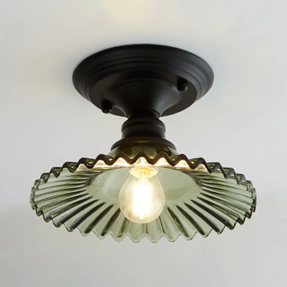 Semi-Flush Ceiling Light | Scalloped Ribbed Glass & Soft Diffused Light | E26/E27 Socket