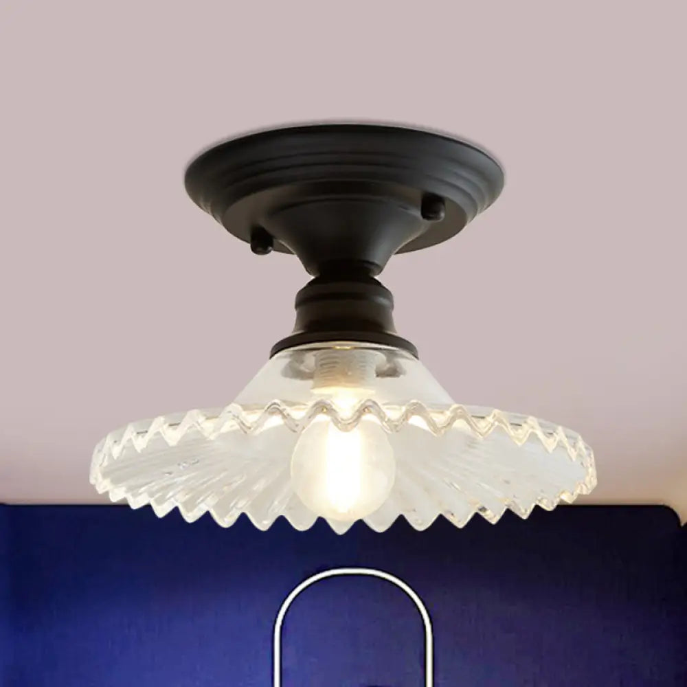 Semi-Flush Ceiling Light | Scalloped Ribbed Glass & Soft Diffused Light | E26/E27 Socket
