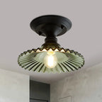 Semi-Flush Ceiling Light | Scalloped Ribbed Glass & Soft Diffused Light | E26/E27 Socket