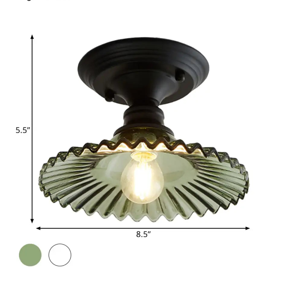 Semi-Flush Ceiling Light | Scalloped Ribbed Glass & Soft Diffused Light | E26/E27 Socket