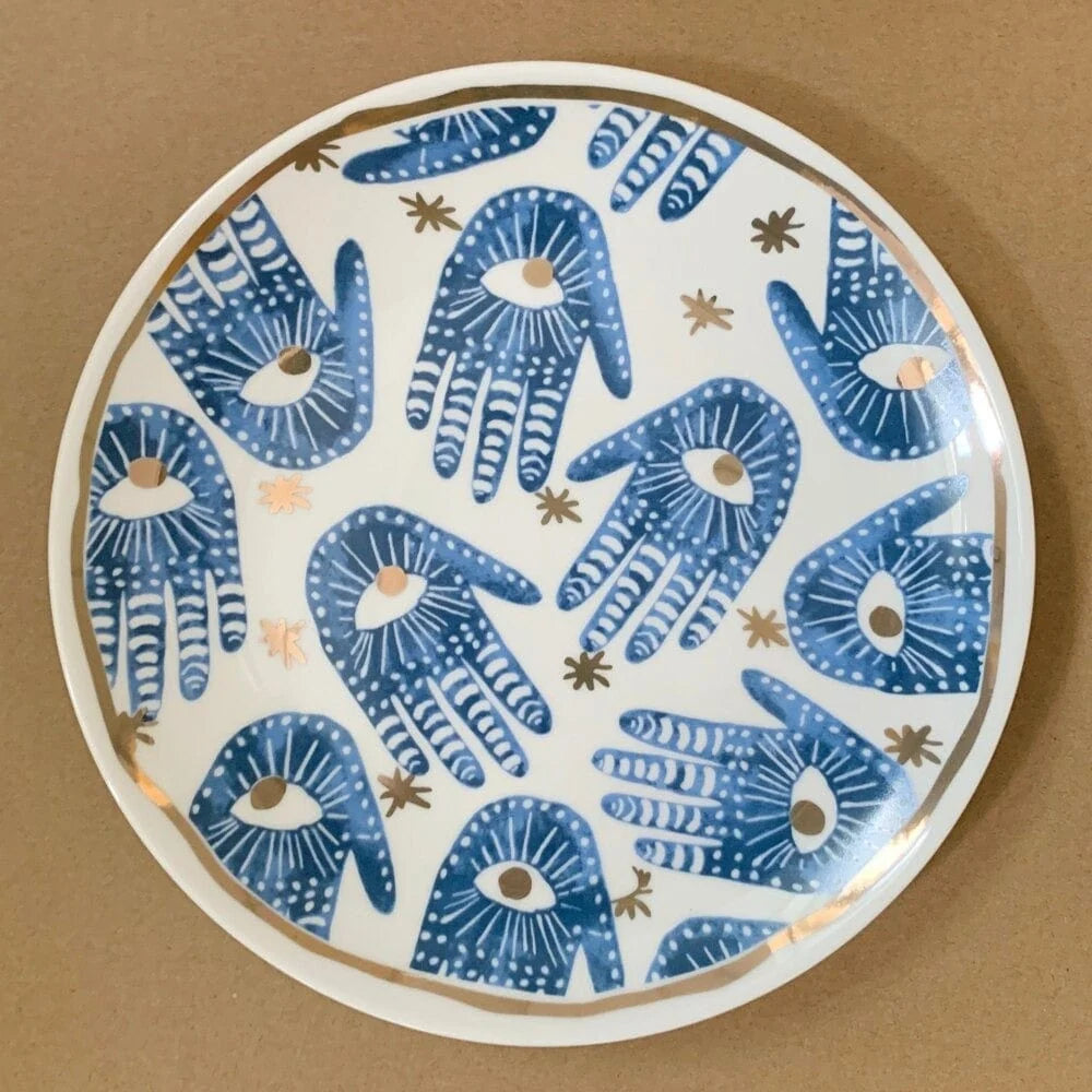 Serving Platter | Hamsa Hand Design & Stoneware | 20.5 cm