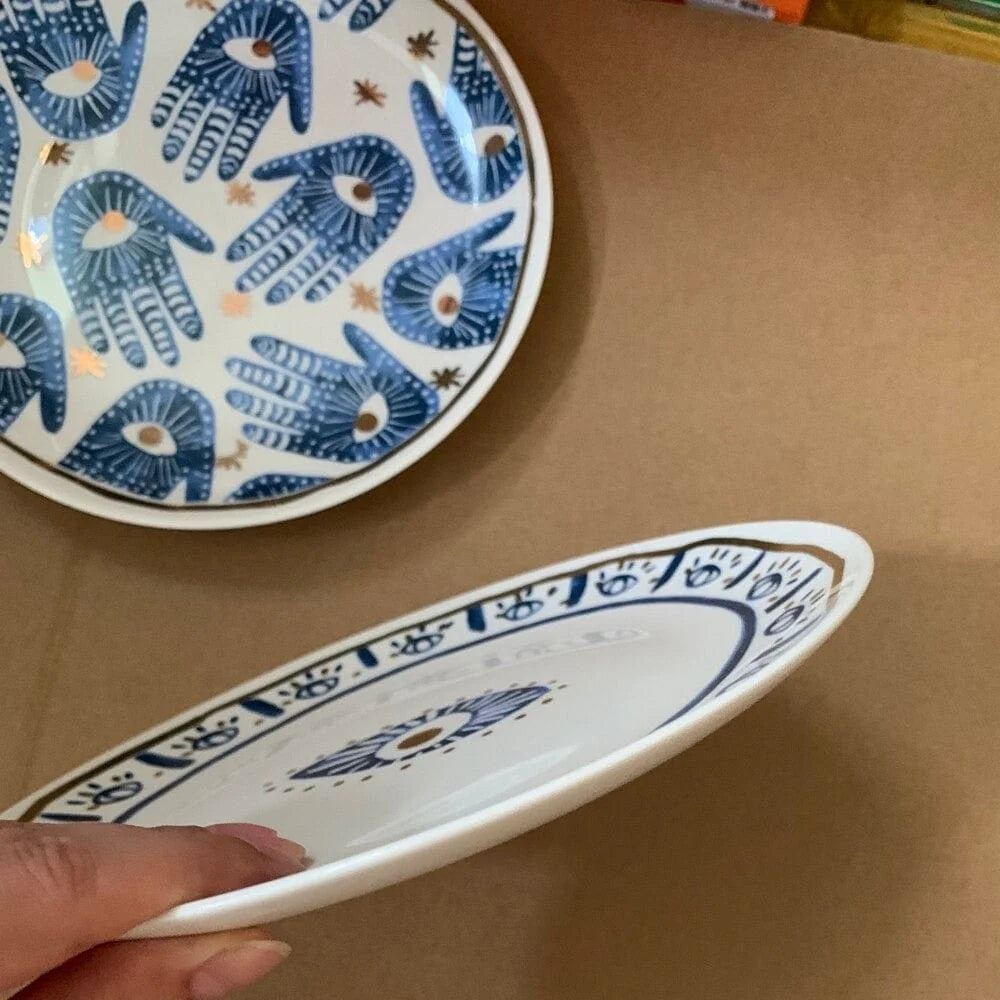 Serving Platter | Hamsa Hand Design & Stoneware | 20.5 cm