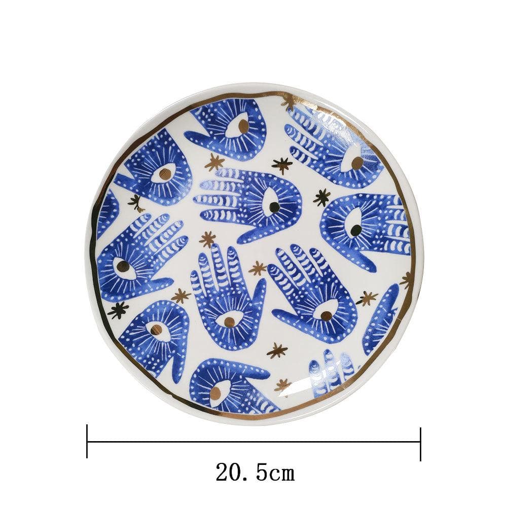 Serving Platter | Hamsa Hand Design & Stoneware | 20.5 cm