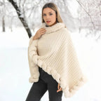 Shawl Cloak | Faux Fur Trim & Warm Draped Wrap | One Size