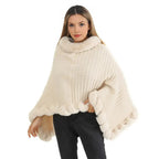 Shawl Cloak | Faux Fur Trim & Warm Draped Wrap | One Size