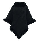 Shawl Cloak | Faux Fur Trim & Warm Draped Wrap | One Size