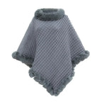Shawl Cloak | Faux Fur Trim & Warm Draped Wrap | One Size