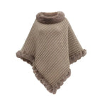Shawl Cloak | Faux Fur Trim & Warm Draped Wrap | One Size