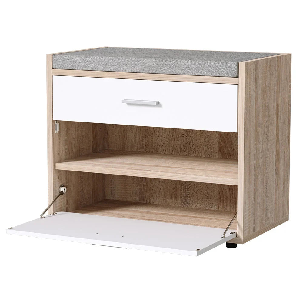 Shoe Bench | Hidden Storage & Upholstered Cushion | Holds 6-8 Pairs