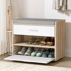 Shoe Bench | Hidden Storage & Upholstered Cushion | Holds 6-8 Pairs