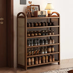 Shoe Rack | Bamboo Frame & Woven Rattan Sides | 5 Or 6 Tiers
