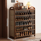 Shoe Rack | Bamboo Frame & Woven Rattan Sides | 5 Or 6 Tiers
