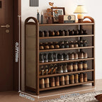 Shoe Rack | Bamboo Frame & Woven Rattan Sides | 5 Or 6 Tiers
