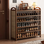 Shoe Rack | Bamboo Frame & Woven Rattan Sides | 5 Or 6 Tiers