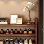 Shoe Rack | Bamboo Frame & Woven Rattan Sides | 5 Or 6 Tiers