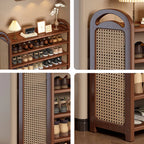 Shoe Rack | Bamboo Frame & Woven Rattan Sides | 5 Or 6 Tiers