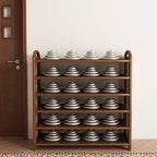 Shoe Rack | Bamboo Frame & Woven Rattan Sides | 5 Or 6 Tiers