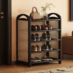 Shoe Rack | Bamboo Frame & Woven Rattan Sides | 5 Or 6 Tiers